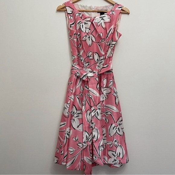 Jessica Howard summer dress sleeveless pink white A-line line fit&flare floral 6 - Picture 15 of 15
